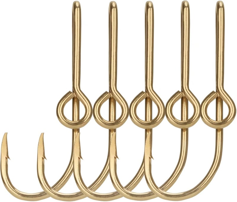 THKFISH Fishing Hooks Hat Pins - Gold Fish Hook Tie Clips 5PCS - Image 1